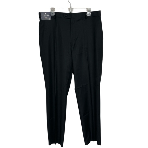 Stafford Other - Stafford Black Travel Classic Fit Year Round Flat Front Wool Blend Pants…